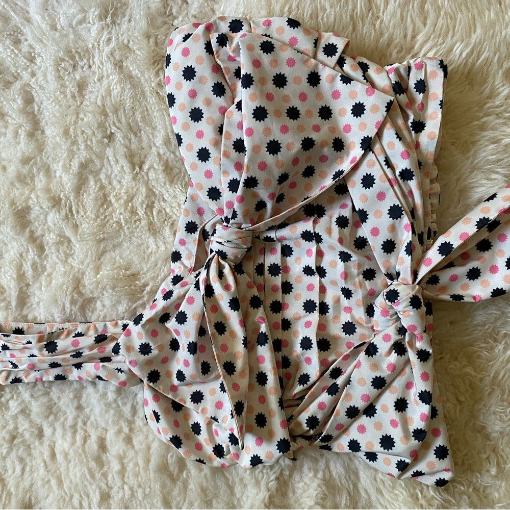Anthropologie Meave Floral Polka Dot One-Shoulder Crop Top